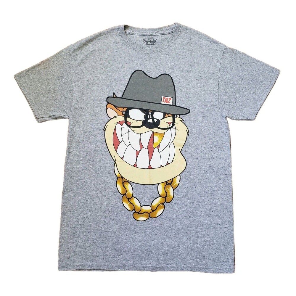 Taz Run DMC 80's Hip Hop Sz Medium Mens Gray Looney Tunes T-Shirt Funny Cartoon